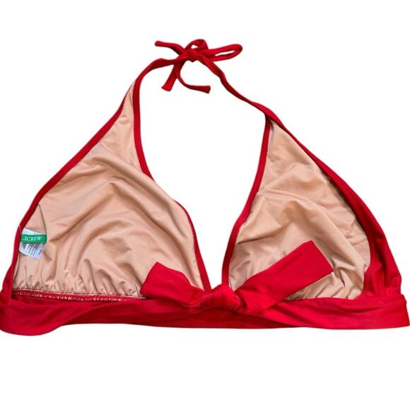 J Crew Womens Size Medium Halter Tie Back Bikini Top Red BY633 - Picture 2 of 4